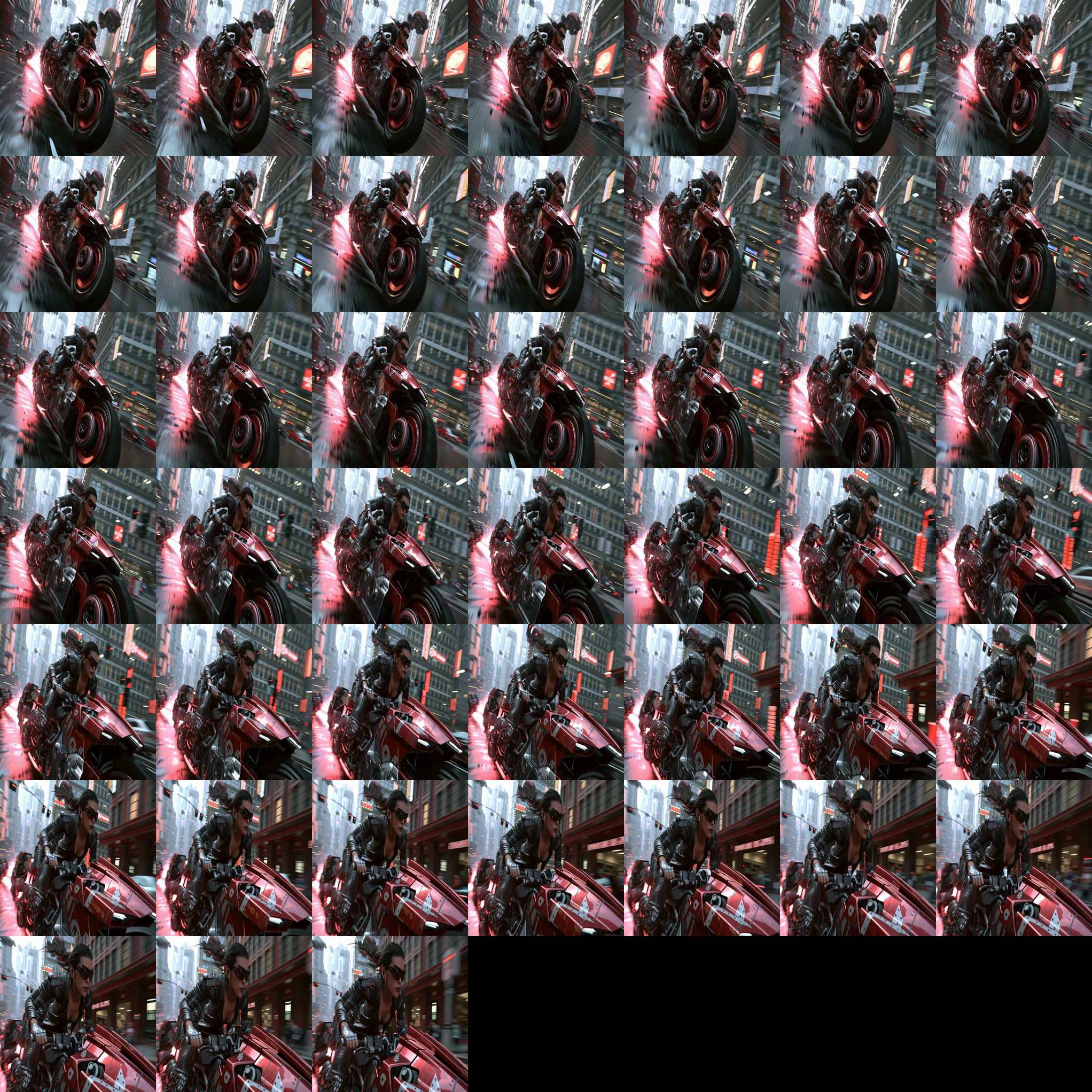 Neon Ride texture sheet 1, containing 45 frames